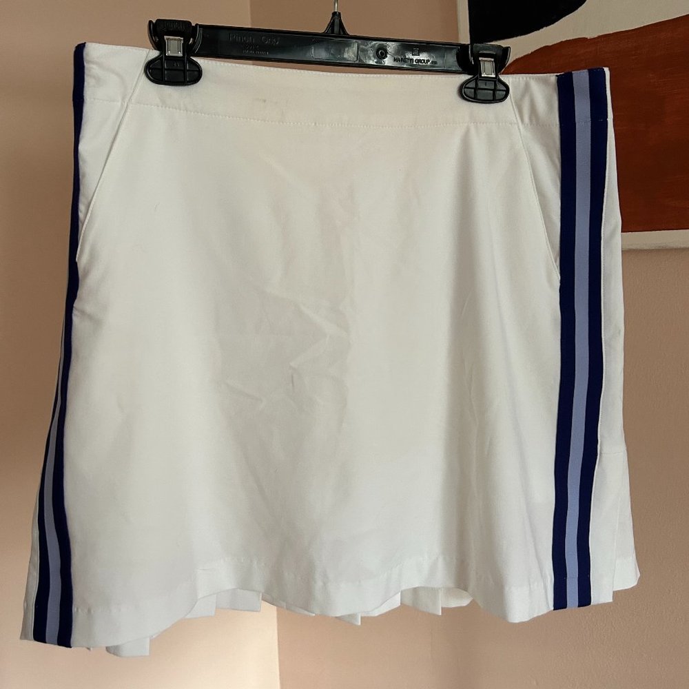 NWT Lady Hagen Golf Skort Size 12 white with purple side stripe back pleats